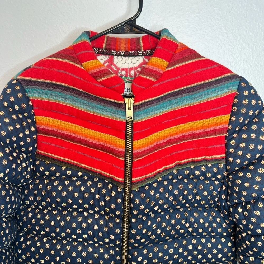 Alix of Bohemia Cody Patchwork Polka Dot Puffer Jacket Small - Picture 8 of 13